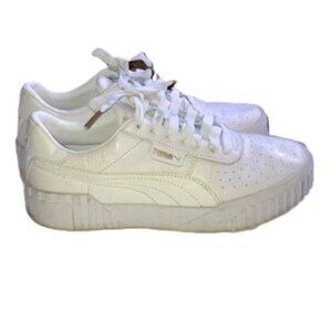 PUMA "Puma Cali Wns" White Sneakers Gold Accents Womens Size 9